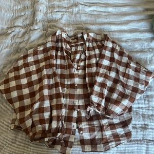 Doên x Heather Taylor Home Brown Gingham O’Keefe Top